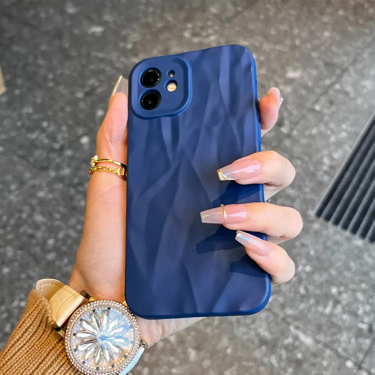 奥菲顿深海蓝褶皱纹适用iPhone16/15promax手机壳14苹果13/12耐脏