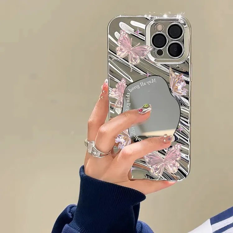 ins高级梦幻蝴蝶苹果14promax手机壳iphone15/13/12/11镜面xr电镀