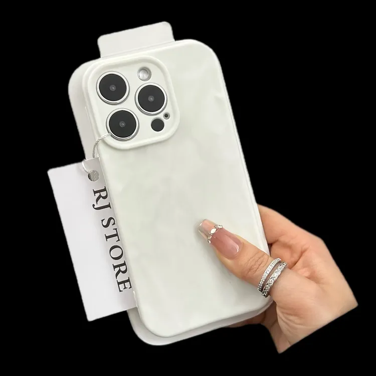 奥菲顿ins高级白色磨砂褶皱iPhone17/16/15promax苹果14手机壳13