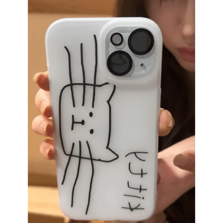 奥菲顿简约线条猫咪适用iPhone16promax苹果11手机软壳15/14/13套