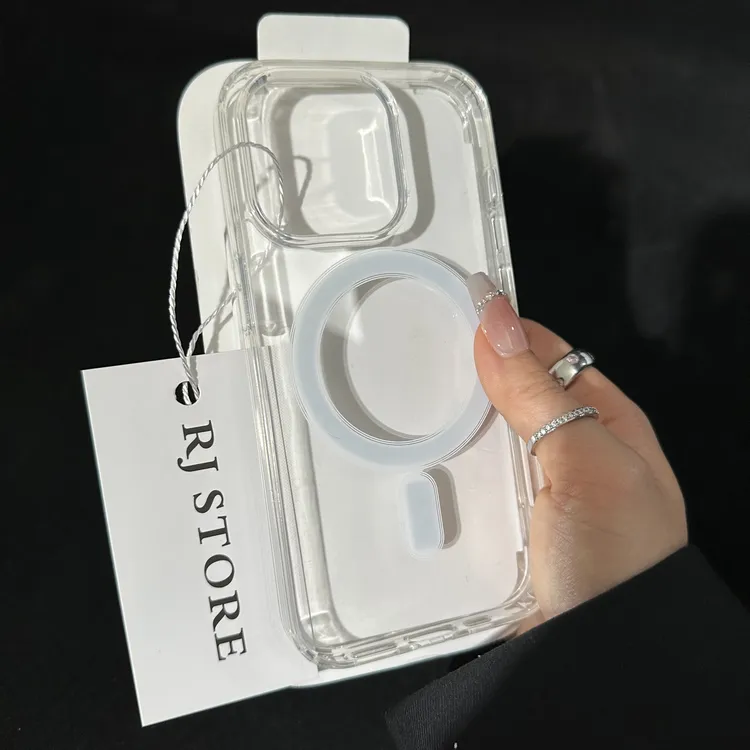 高级简约透明磁吸适用iPhone15/14promax手机壳11苹果13/12防摔套