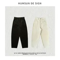 HUMSUN/禾木笙「苣暖苾备」复古奢美立裁植绒灯芯绒休闲裤 5D176