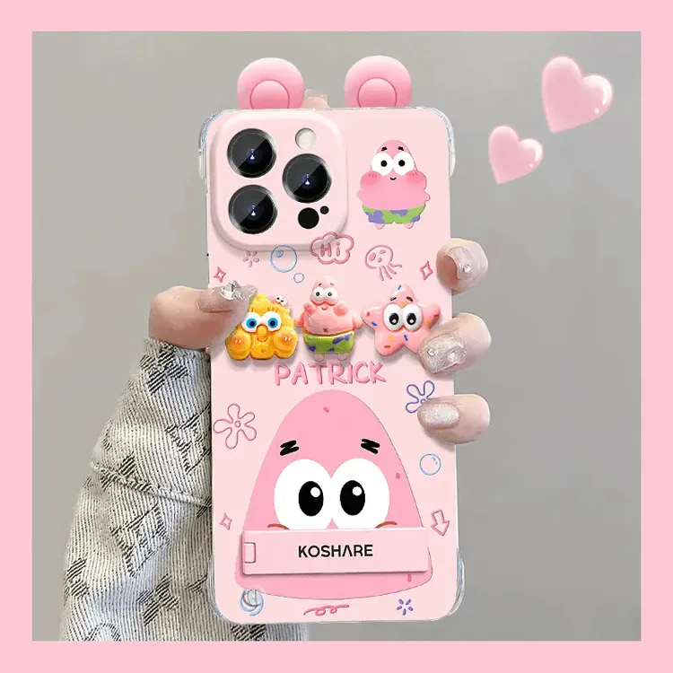 海底好朋友公仔适用苹果iPhone15无边框手机壳网红可爱海绵宝宝
