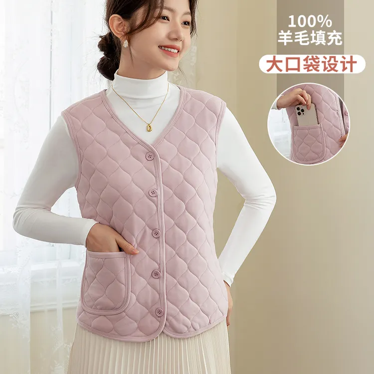 羊毛保暖马甲女秋冬季加绒加厚德绒背心内穿校服神器大码内胆坎肩