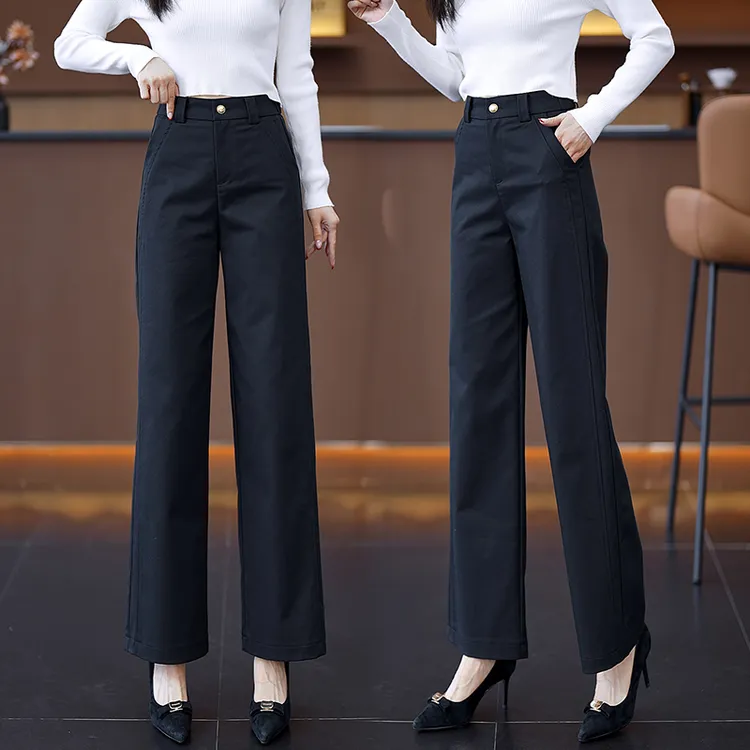 莱赛尔窄版阔腿裤女士2025春夏季薄款高腰显瘦时尚百搭休闲直筒裤