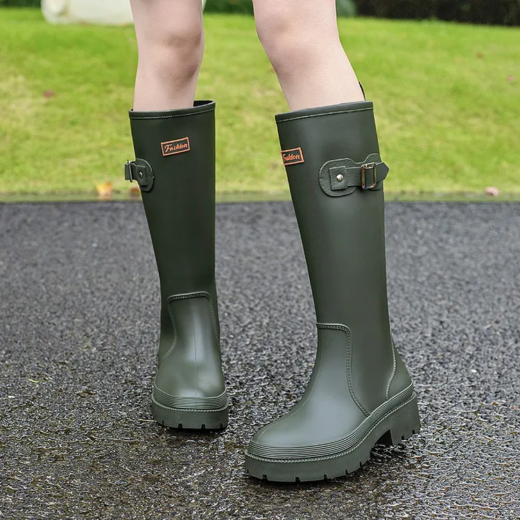 雨鞋女款时尚外穿新款成人高筒雨靴高跟长筒防水防滑水鞋防臭胶鞋