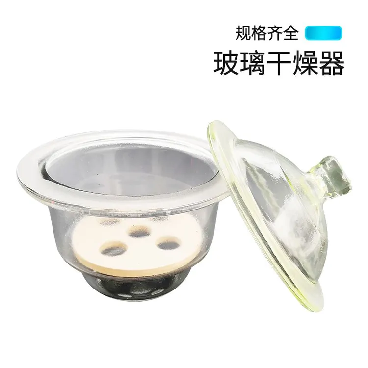 实验室玻璃干燥器带盖化学试验用品 玻璃干燥器皿透明附瓷板