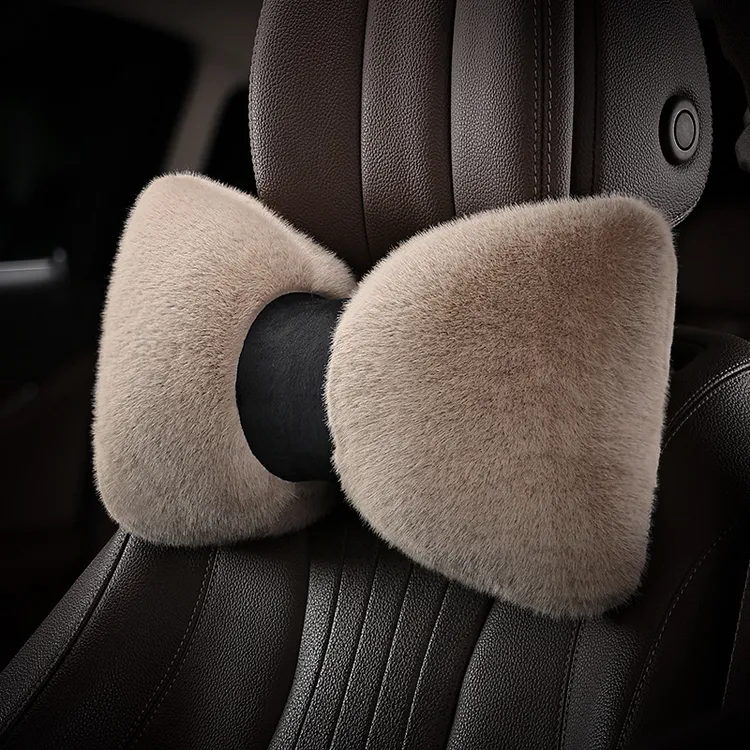 米仔绒汽车头枕冬季车用护颈枕高级车载枕头创意车内装饰用品大全