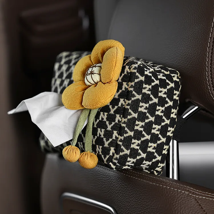 格纹汽车抽纸盒车载纸巾盒女车内扶手箱纸盒套车上内饰用品大全商品图