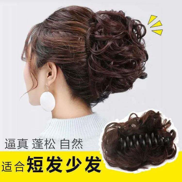 发夹发抓夹假发女发圈发包盘发器拉花短卷发花苞女头花蓬松大发圈