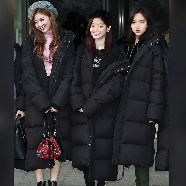 艺考生长款过膝服宽松新款超长款冬季加厚宽松情侣外套韩版棉衣