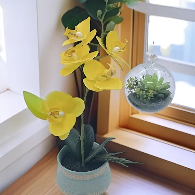 三款仿真蝴蝶兰盆栽套装假花家居餐桌电视机柜茶几装饰花艺摆件