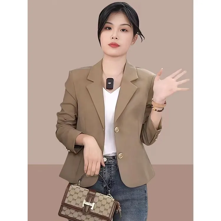 气质西装短款外套女春秋薄款2024新款女装韩版时尚修身小西服上衣
