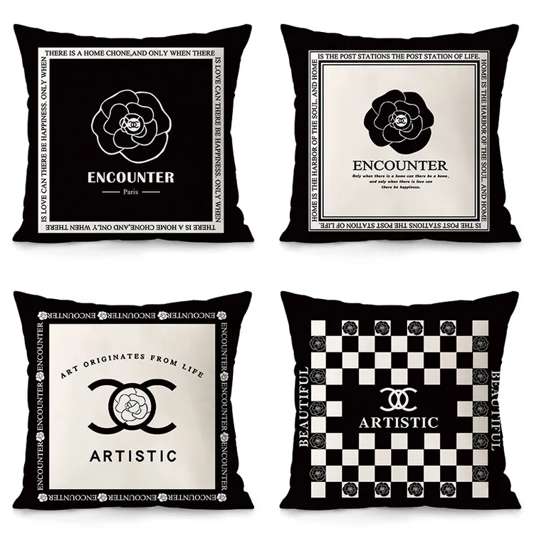 ins现代轻奢风黑白简约绒面抱枕沙发靠枕客厅飘窗靠背含芯可拆洗商品图