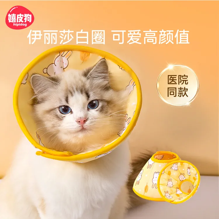 宠物猫咪狗狗马卡龙伊丽莎白项圈绝育术后防舔可调节魔术贴圈6747