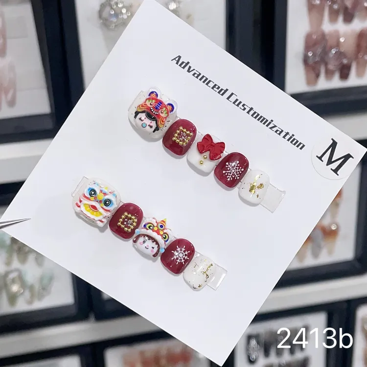 小朋友穿戴甲手工3-12岁小女孩美甲短款穿戴式可爱立体新年26新款