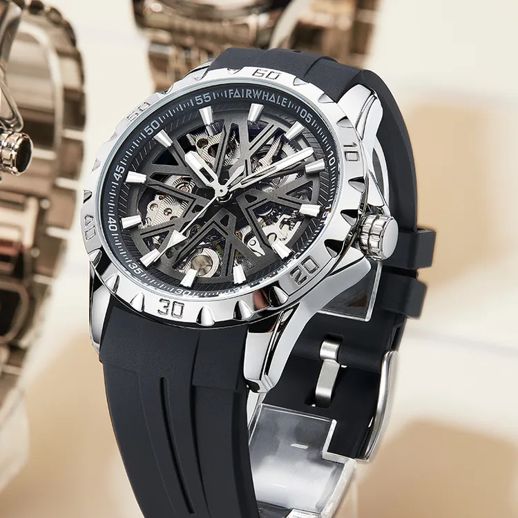 马克华菲镂空时尚男士机械表夜光潮流防水经典高档自动机械表6580