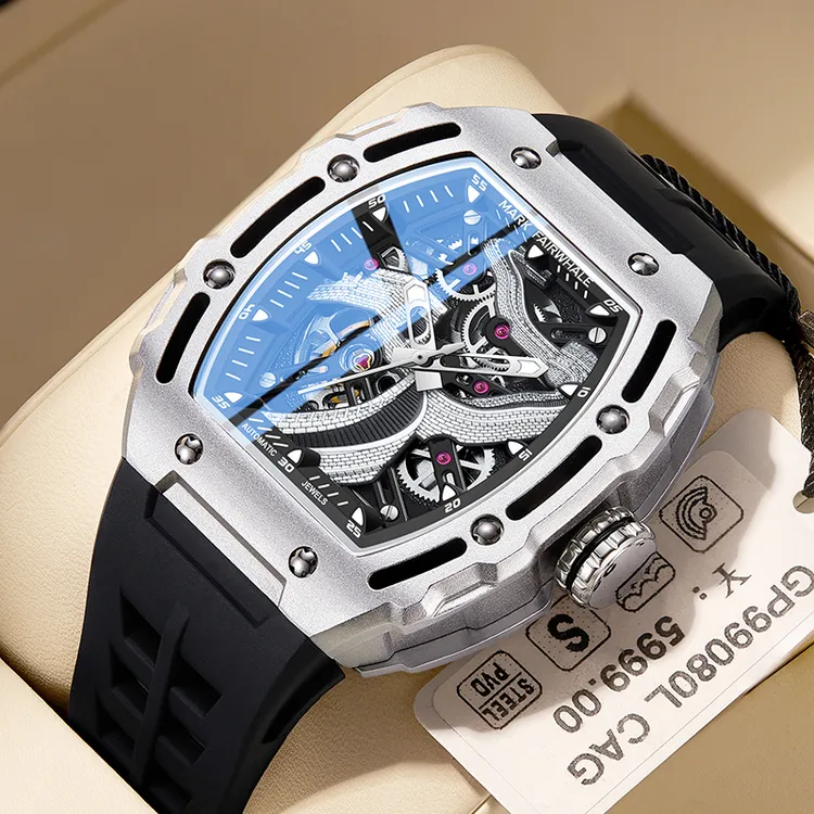 马克华菲【官方特惠】长城手表酒桶机械表男士防水夜光国潮腕表6870