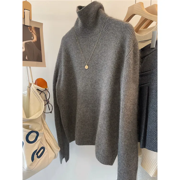 浣熊绒高领毛衣女秋冬季2025慵懒风高级感修身内搭长袖针织打底衫