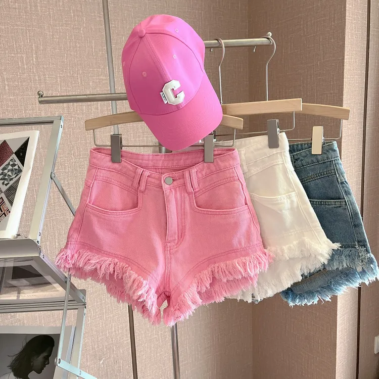 中腰韩版休闲毛边显瘦辣妹牛仔短裤热裤夏季时尚洋气2025百搭外穿