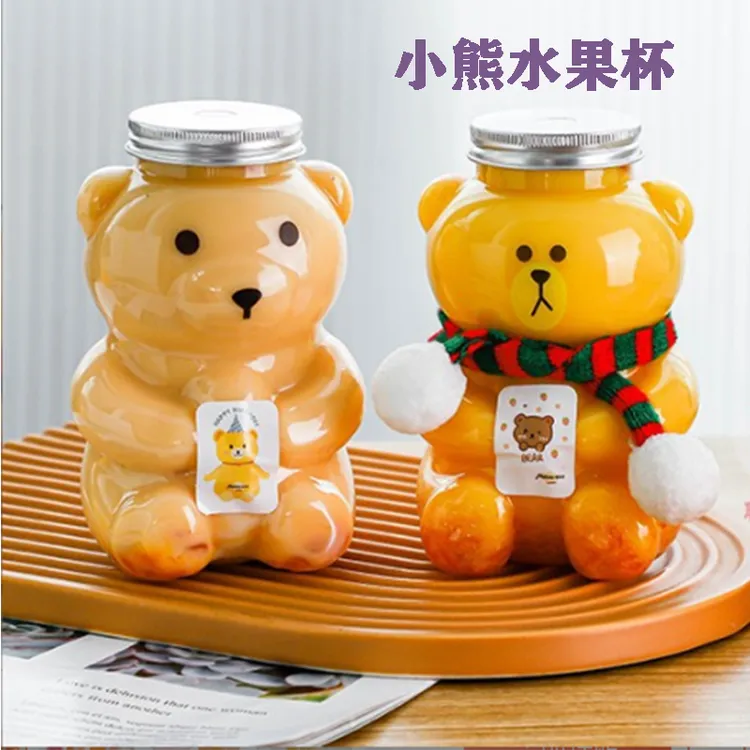 FEIANG/菲昂可爱小熊韩版ins水杯耐热水果现榨果汁包装杯水果贴纸