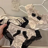 小香风日系轻奢蕾丝女内裤甜美纯欲性感波点蝴蝶结棉裆三角裤