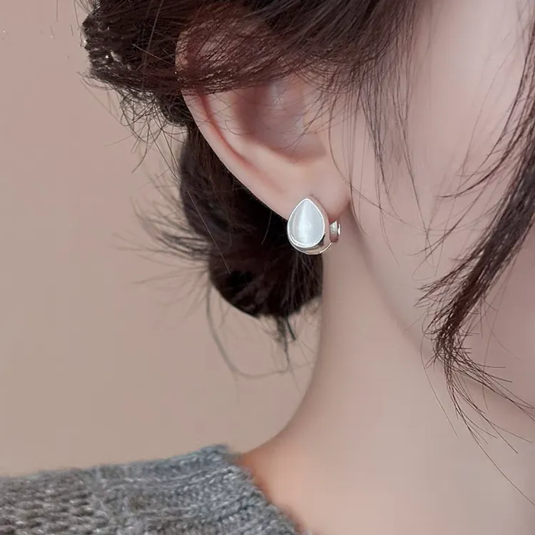 钛钢树脂耳饰 小众设计感冰透双面水滴耳扣精致百搭耳环简约温柔