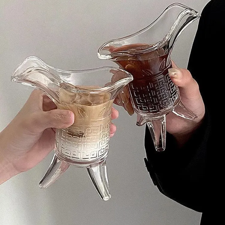 专用搞怪秦始皇茶杯杯子爵杯古代高颜值帝王三足杯创意酒杯玻璃杯