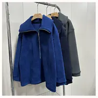 ML11252  秋冬宽松翻领长袖拉链开衫加厚毛绒休闲外套