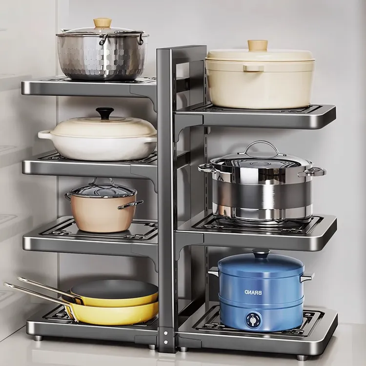 厨房锅具架多层置物架多功能橱柜收纳锅架柜内落地台面锅架储物架