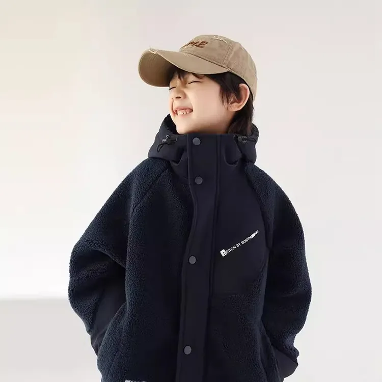 童装男童外套羊羔绒中长款冬装儿童加厚棉衣2025韩版上衣毛毛衣