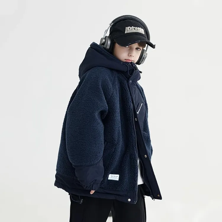 男童外套毛毛衣秋冬款夹棉加厚2025新款中大童冬装韩版保暖上衣潮