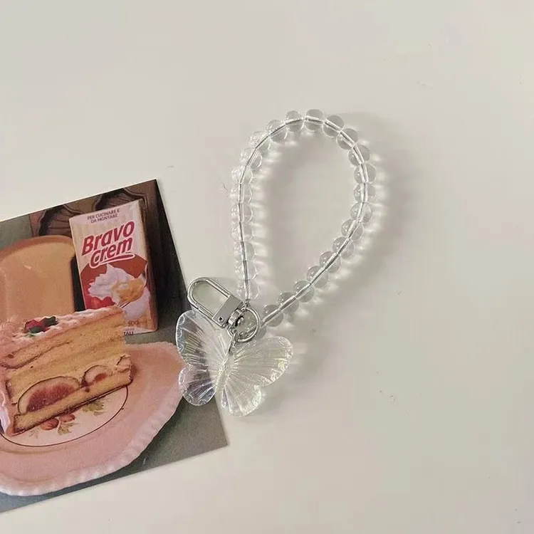 ins手链串珠镭射小香风蝴蝶手机链少女心书包手腕水晶挂件挂链
