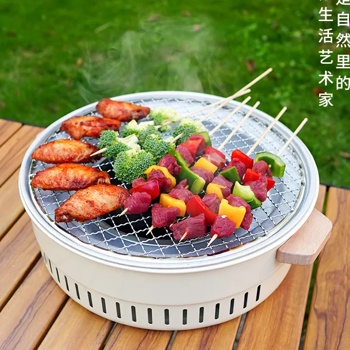 户外烧烤炉韩式露营野餐无烟烤肉户外围炉煮茶室内木炭家用庭院