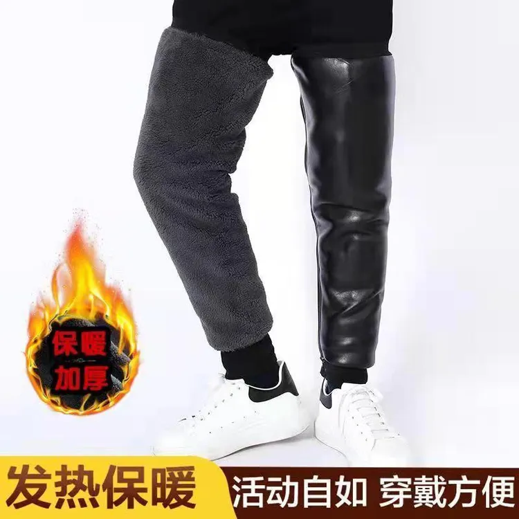 秋冬保暖护膝加绒加厚护腿仿皮外穿防风弹力冬季防水户外
