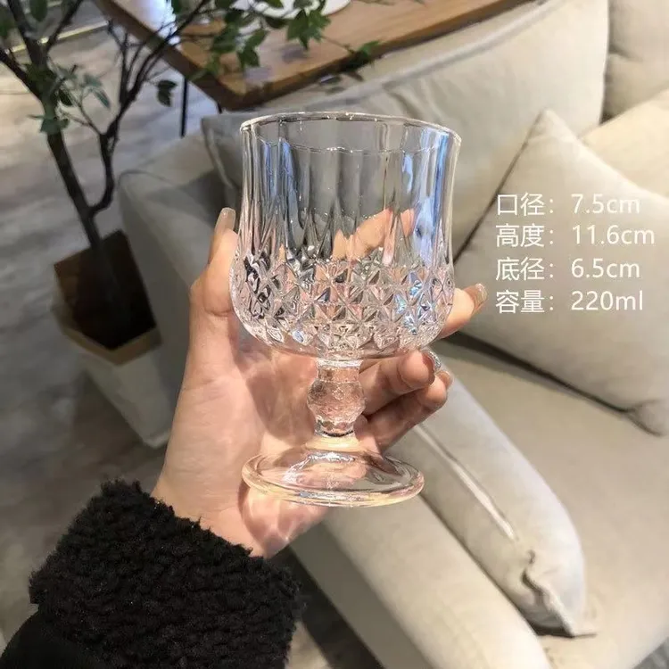 4只装弋桀网红ins玻璃钻石水杯茶杯高颜值家用高脚杯