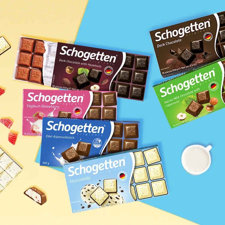 丝格德德国进口夹心巧克力牛奶榛仁冰淇淋黑巧克力小方块零食100g