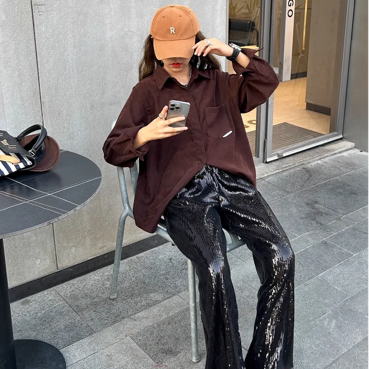 HAD 摩卡热可可灯芯绒衬衫女气质厚款秋冬百搭高级感oversize上衣