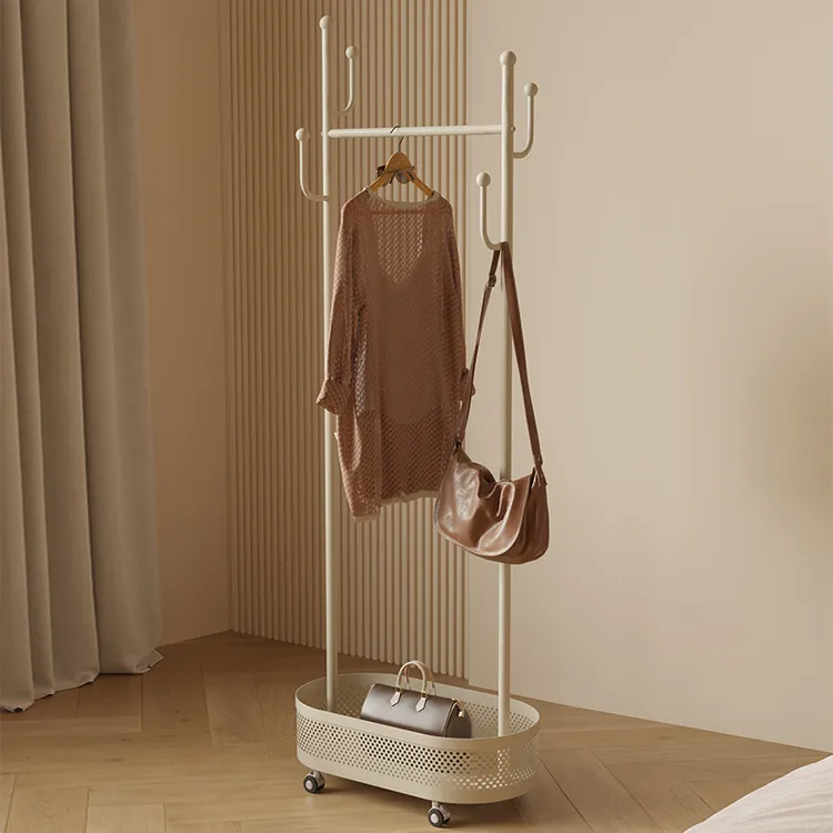 网红款立式卧室衣架简易落地衣服架挂衣架可移动式带轮衣帽架卧室