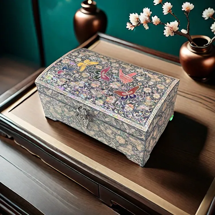 【蕙羽凝香】螺钿大漆双层首饰盒满贝底非遗手工漆器 ｛绮宝屋专属｝