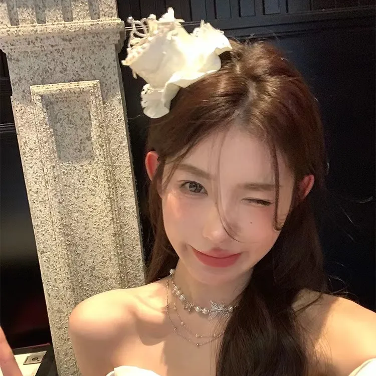  甜心教头 生日part蛋糕发夹女蕾丝花边侧边鸭嘴夹皇冠珍珠发饰