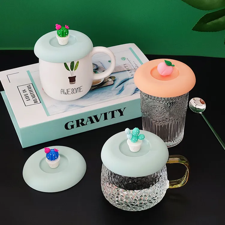 家用吸力硅胶杯盖防尘卡通杯盖水杯通用茶杯盖马克杯硅胶杯盖