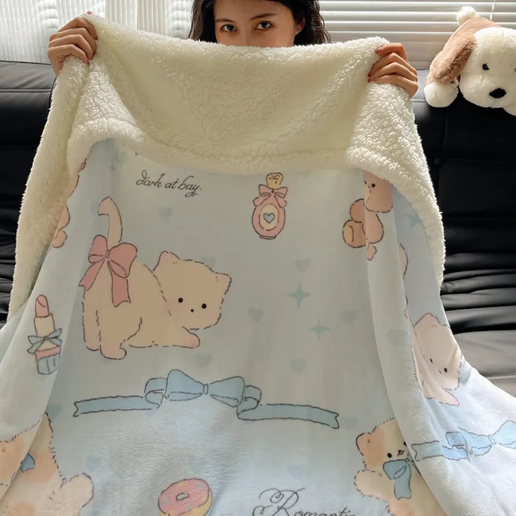 A类秋冬新款牛奶绒羊羔绒毛毯盖毯办公室披肩毯单人加厚毛毯双人