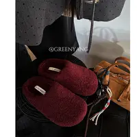 老羊家~包头毛毛半拖鞋女外穿秋冬季2025新款一脚蹬厚嘟嘟棉拖鞋