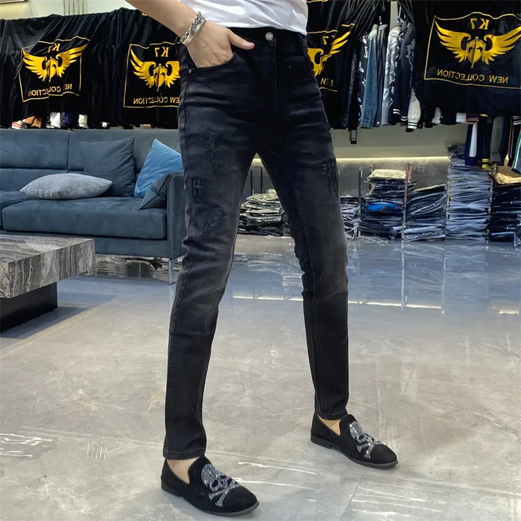 【也许家】新品秋冬男士欧货修身弹力小脚牛仔裤LB5527