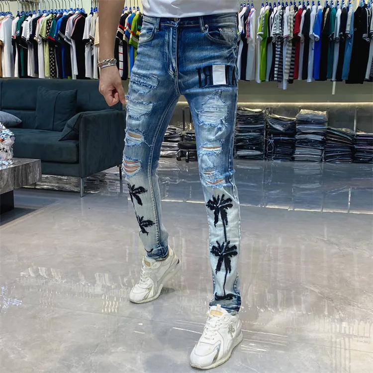 【也许家】男士早春款新品欧货修身弹力小脚牛仔裤AA3825