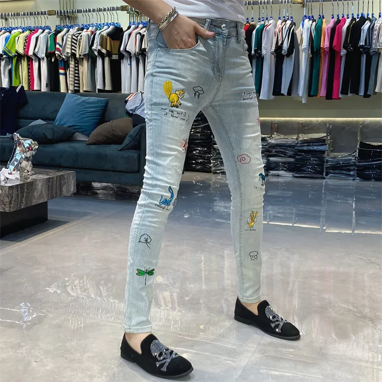 【也许家】男士夏季新品欧货修身弹力小脚牛仔裤JJ8659