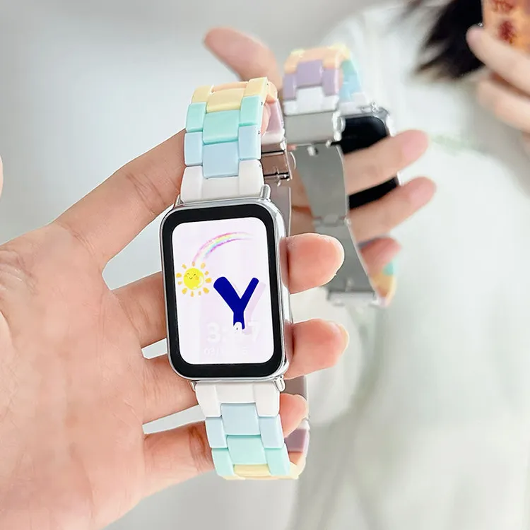 适用于小米手环9pro/8pro表带彩虹糖果折叠扣红米watch4新替换带