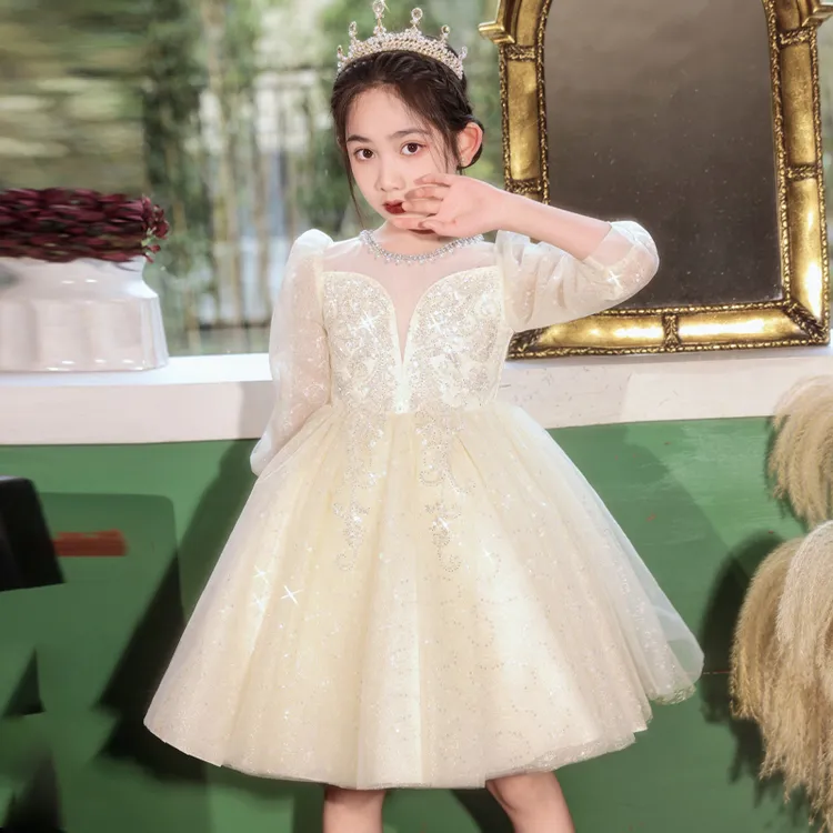 儿童洋气女童夏季礼服花童生日主持人公主裙连衣裙钢琴演奏演出服