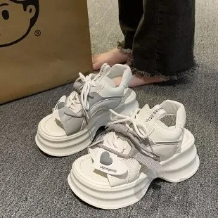 厚底松糕露趾凉鞋女2024夏季新款百搭小个子增高运动罗马凉鞋女